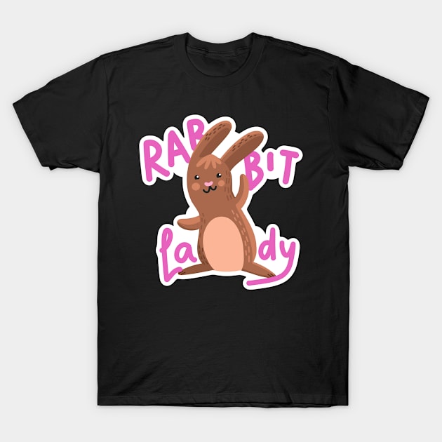 Rabbit Lady with cute bunny standing T-Shirt by jazzydevil